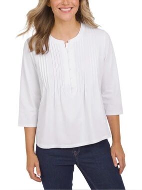 Lands' End Women's Pintuck 3/4 Sleeve Top